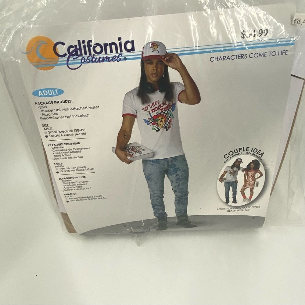 California Costumes Rocin’ Pizza Dude Adult Halloween Costume size L / XL